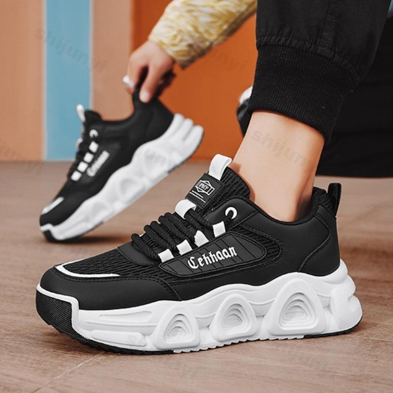 Moda Wiosna 2025 Nowe Oddychające Siatkowe Męskie Codzienne Buty Sportowe Na Grubej Podeszwie Trend Mody Wygodne Niskie Antypoślizgowe Grube Sneakersy