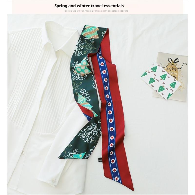 Christmas Element Versatile Scarf - Holiday Bow Decorative Scarf Straps For Hair Accessories Bag Decoration & Gift
