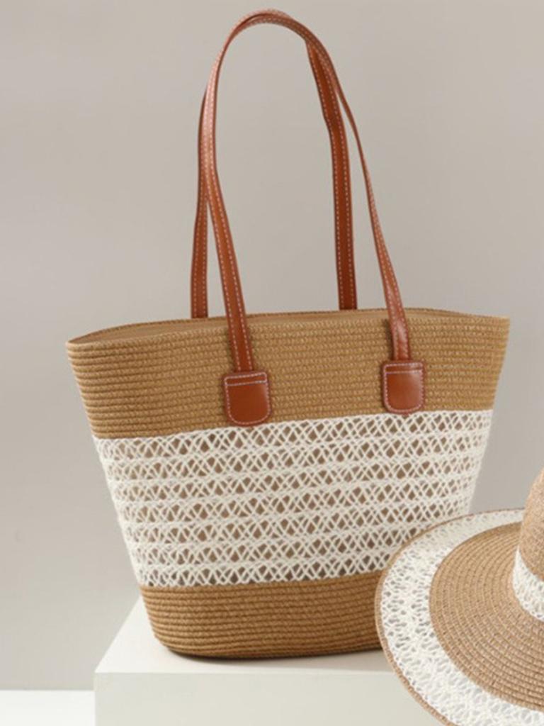 Summer hat women's sunscreen visor straw bag two-piece set summer outdoor straw hat sun hat
