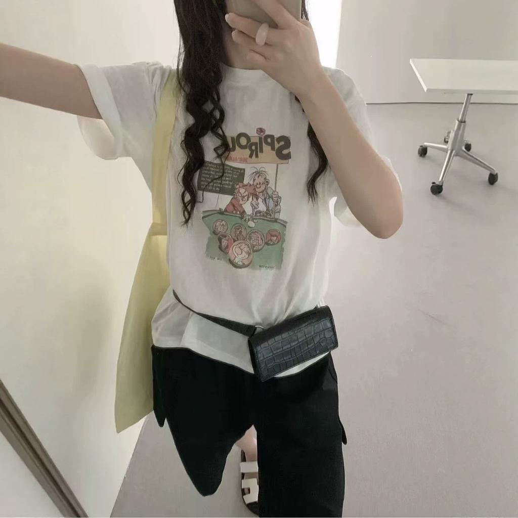 Spring New Style Casual Versatile Round-neck Printed Short-sleeved T-shirt Top