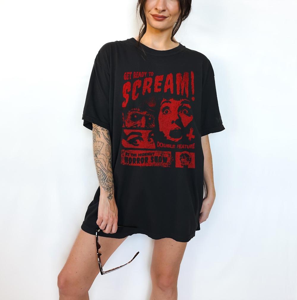 Get Ready To Scream Vintage Horror Movie TShirt Retro Halloween Comfort Colors Tee Clothing Short Sleeve Unisex Women AllSeason