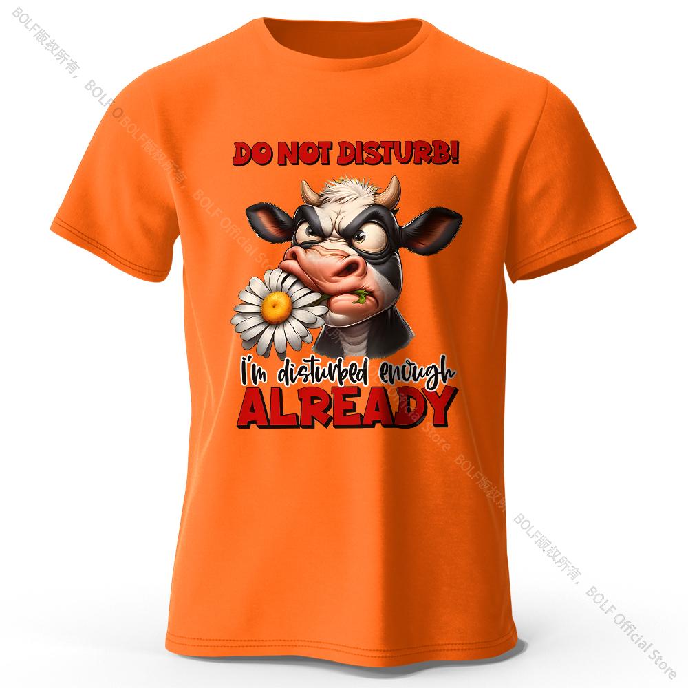 Cartoon Cow Print 100% Cotton T-Shirt, Soft & Breathable Round Neck Short Sleeve Tee, Unisex Fun & Whimsical Style