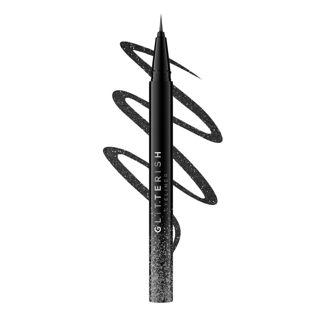 RENEE Glitterish Eyeliner - Black, Metallic Pay-Off, Multi-Dimensional Shine | Waterproof, Smudge-Resistant, Shimmery Finish | Precise Applicatio