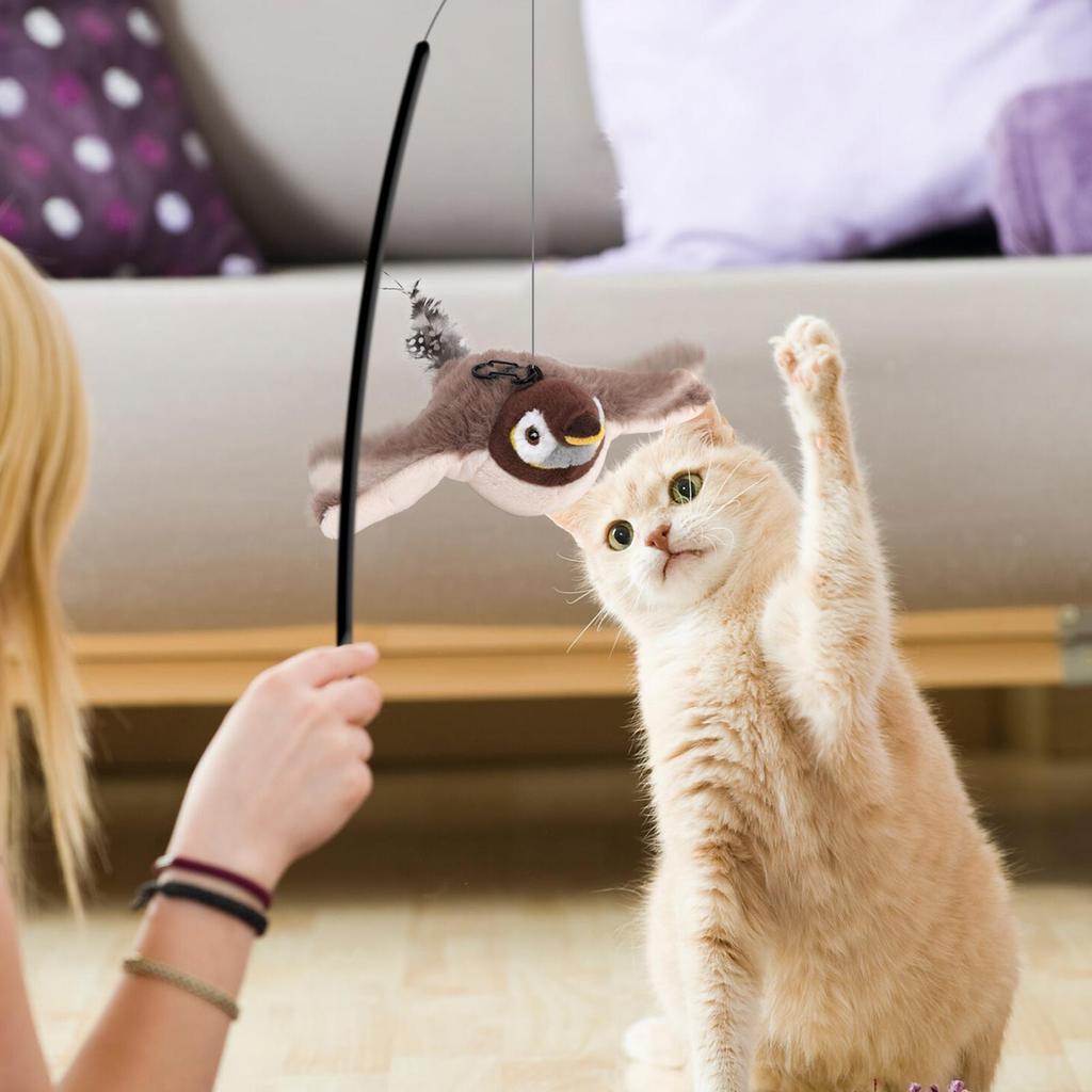 Chirping Bird Cat Toy Cat Toy Simulation Bird Toy Sparrow Flapping Wings Kitten Toys Vivid Chirping Rechargeable Interactive Cat