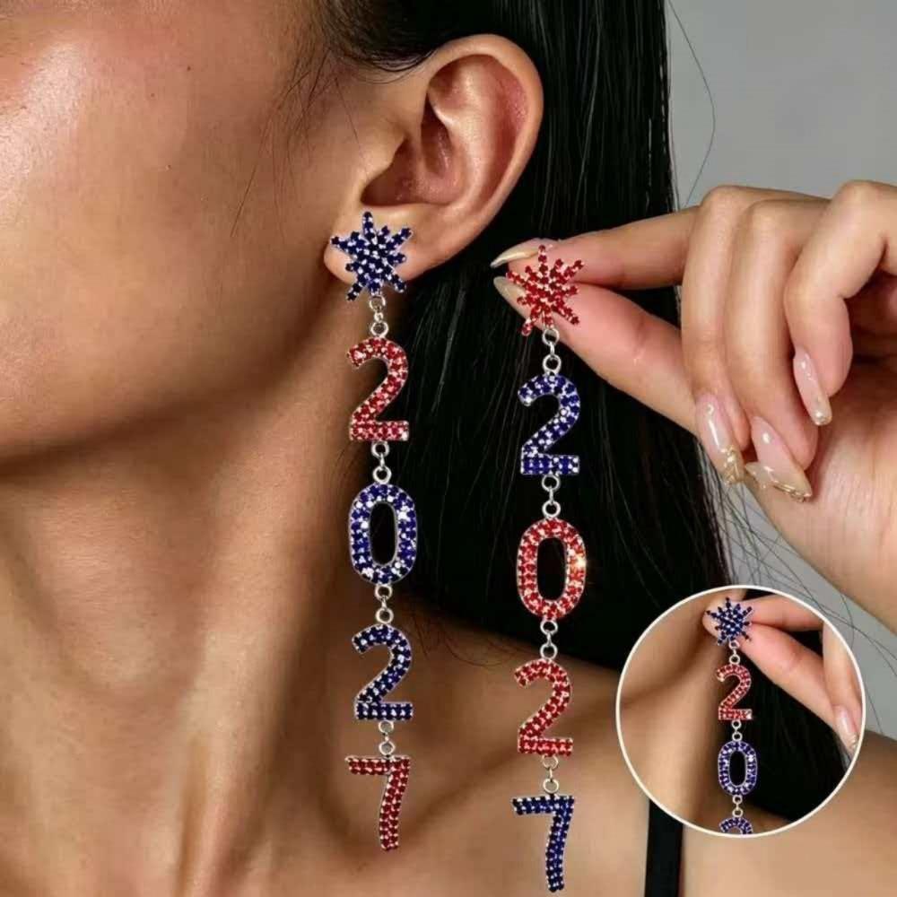 1 Pair/Set Fashion 2027 Digital Earrings 2027 Number Pendant Earrings Celebration Holiday