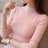 Maglione da Donna con Collo Alto e Volant Manica Lunga Lavorato a Maglia Base a Righe Pullover Casual da Donna Autunno