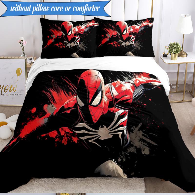 3PCS Spider Bedding Set Duvet Cover Closure Includes 1 Duvet Cover & 2 Pillowcases for All Seasons Bedroom Decor Christmas Fan gifts
