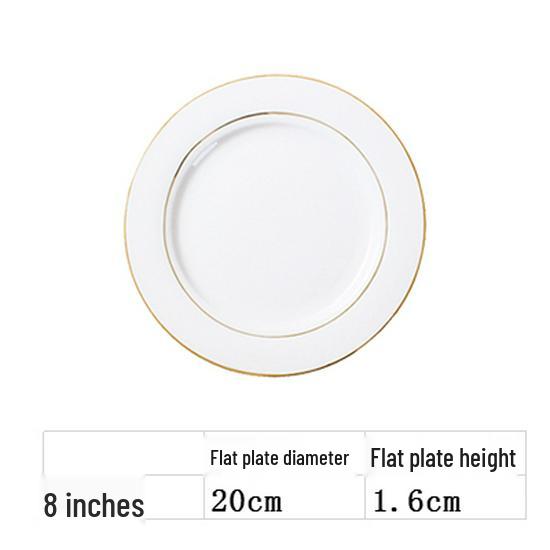 Nordic Gold Rim Steak Knife & Fork Plate Set - Western Dining & Breakfast Tableware