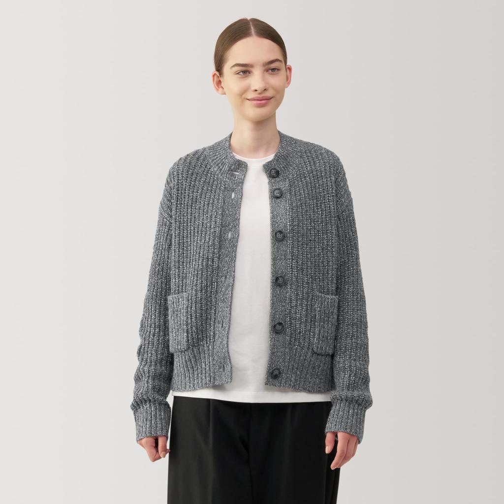 MUJI Yak Blend Mock Neck Size S Women's Cardigan, Gray, (BA1PPA4A)