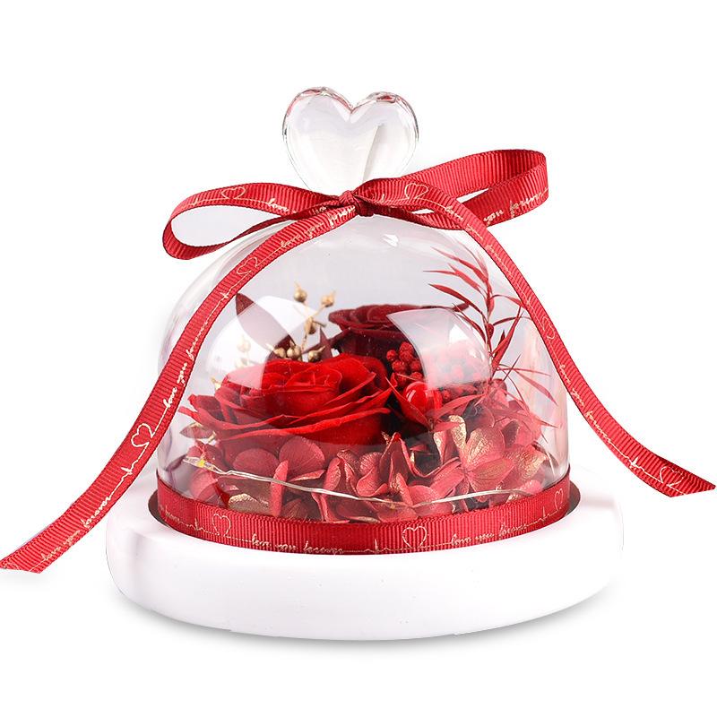 Valentinstagsgeschenk Ewige Blume Liebe Glasabdeckung Rose Blume Geschenk Trockenblume Schutz Blumenstrauß