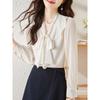 Design Sense Niche Streamer Collar Shirt Spring New Thin Shirt Ruffle Edge Women's Top A
