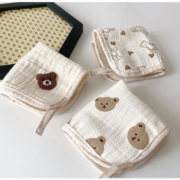 MK Embroidered Bear Handkerchief Scarf Bib 3-piece Set, Korean Baby Products
