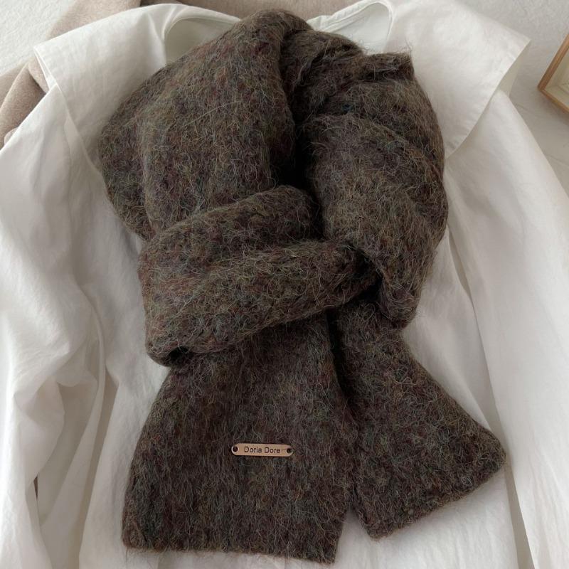 Alpaca wool scarf women's winter new wool blend trendy student high-end knitting