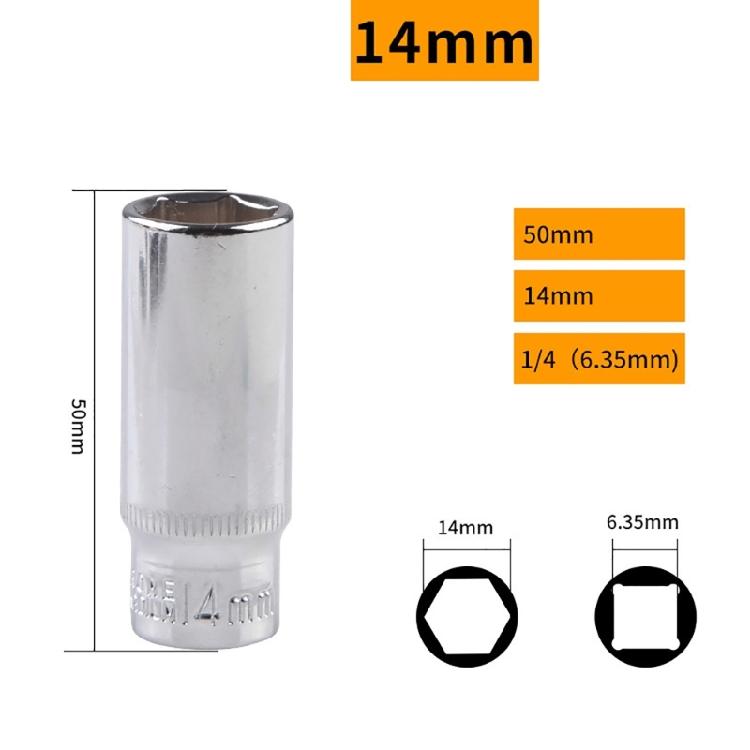 11 Stück 1/4 Zoll Antrieb 6,35 mm Sechskant Tiefbettnuss Reparaturwerkzeug Ratsche