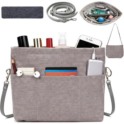 Senteria Bag-in-Bag Inner Bag, Crossbody Bag, Stylish, 13 Pockets, Abrasion-Resistant Oxford Cloth, Key Hook, Bottom Divider, Lightweight,