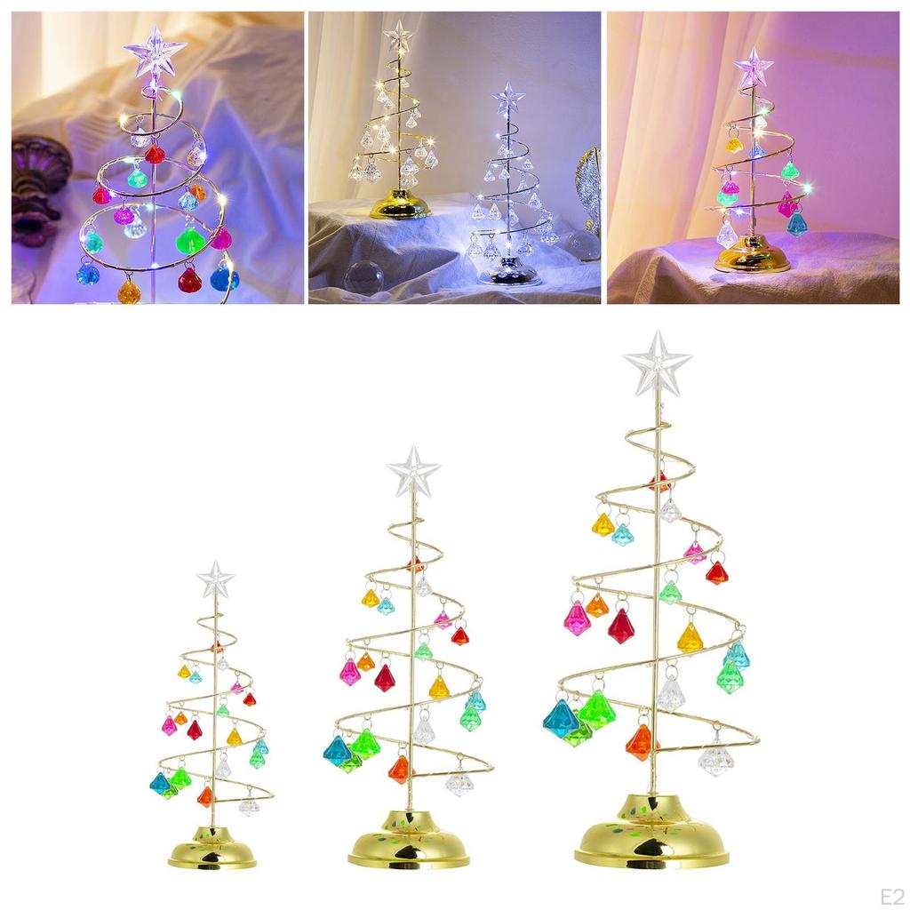 Christmas Tree Dangling Charms Metal Stand Glittering Star Topper for Tabletop Holiday Gift