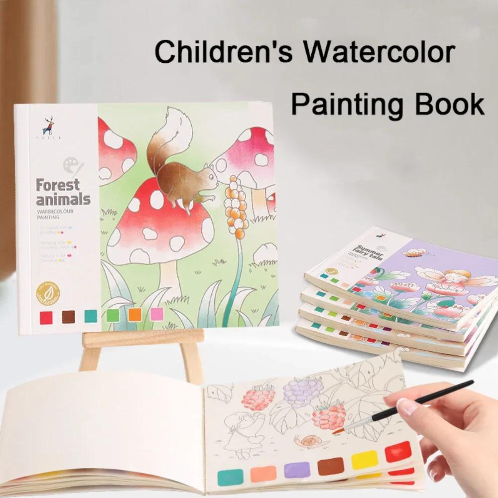 20Sheets Creative Watercolor Painting Book for Kids Fairy Tale Animal Flowers Gouache Graffiti Drawing Picture DIY Toy