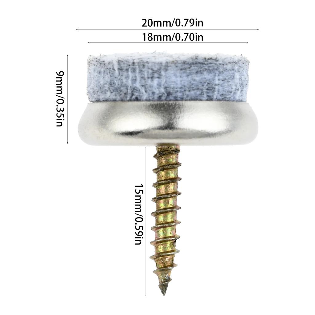 10Pcs Gray Furniture Felt Gliders Screw-On Felt Pads For Wooden Floors Home Chair Gliders Floor Protector Pad 18/20/22/24/28mm