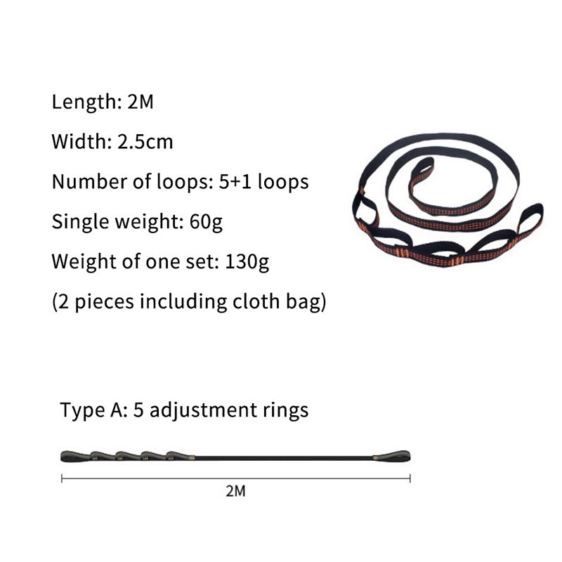 2 Stück Spezielle Verstärkte Polyestergurte 5-Ring Hohe Tragfähigkeit Stachelige Hängematten Gurte Für Outdoor Camping Hängematten Gurte