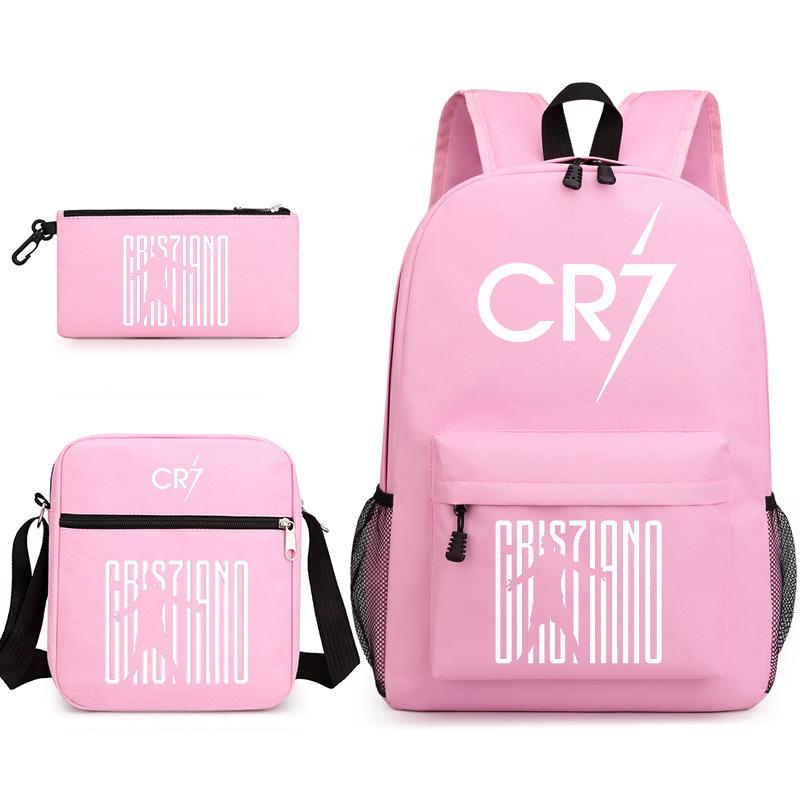 C Ronaldo student bag + small shoulder bag + pencil case three-piece backpack