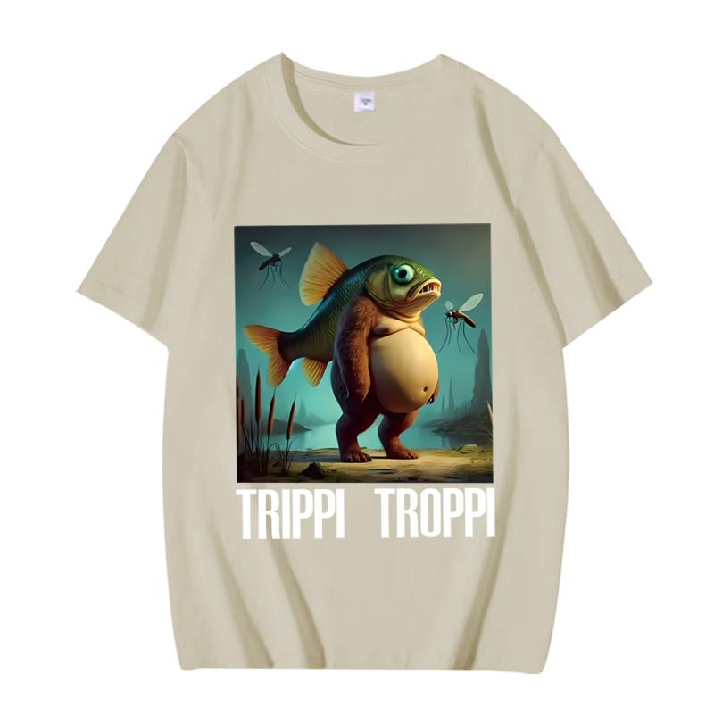 Trippi Troppi  Funny Italian Brainrot Animals Meme Graphic T Shirt Men Women Oversized 100% Cotton Summer Unisex Plus Sizetops