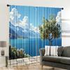 2pcs, 2D Flat Printing Window Curtains Landscape Blackout Polyester Festive Wall Decor Perfect for Carnival Decor