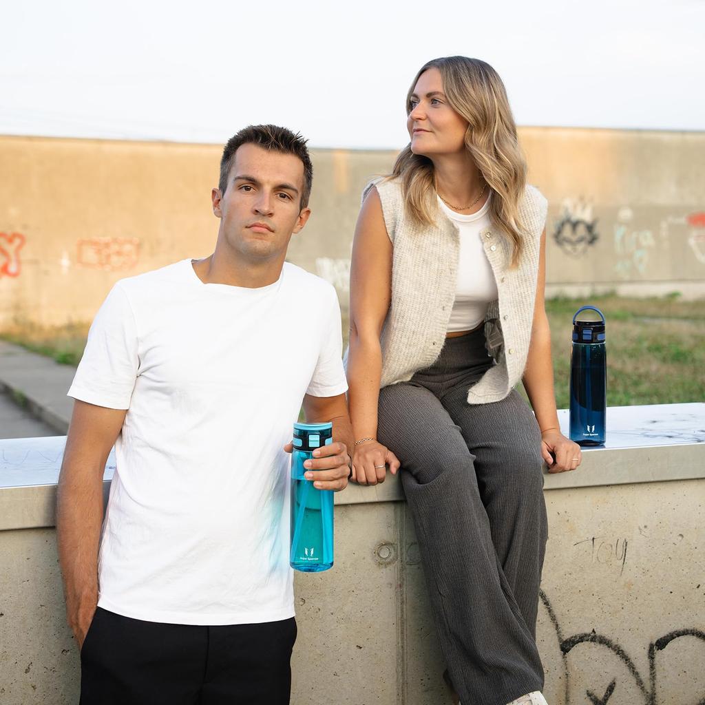 Super Sparrow Water Bottle - 1L - Made with American-made Tritan BPA-Free Straw - Suitable for Sports, School, Baseball, Outdoor Activities, Camping,