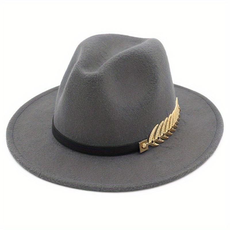 1 chapeau unisexe en laine à large bord, style jazz vintage, pour homme et femme