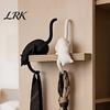 Entryway Key Rack 3D Printed Cat Shelf Sitter with Lantern, Whimsical Figurine Hook for Decor Keys, Decorative Book Edge Statue, Creative Desktop