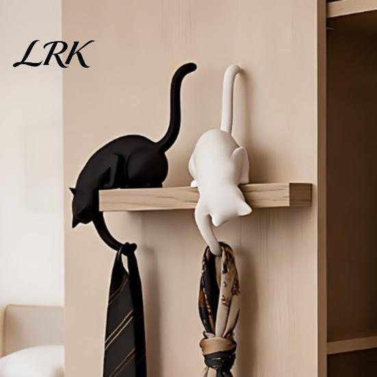 Entryway Key Rack 3D Printed Cat Shelf Sitter with Lantern, Whimsical Figurine Hook for Decor Keys, Decorative Book Edge Statue, Creative Desktop