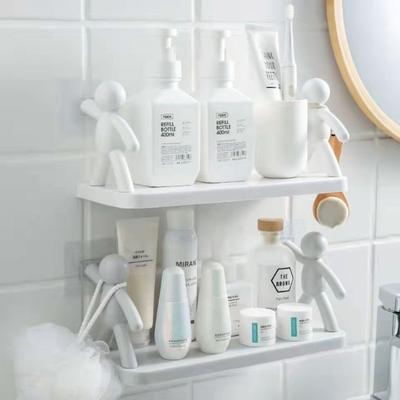 Bathroom Toiletry Storage Racks Punch-Free Wall Mounted Sundries Shelf Multifunction Kitchen Spice Organization Plastic Holders