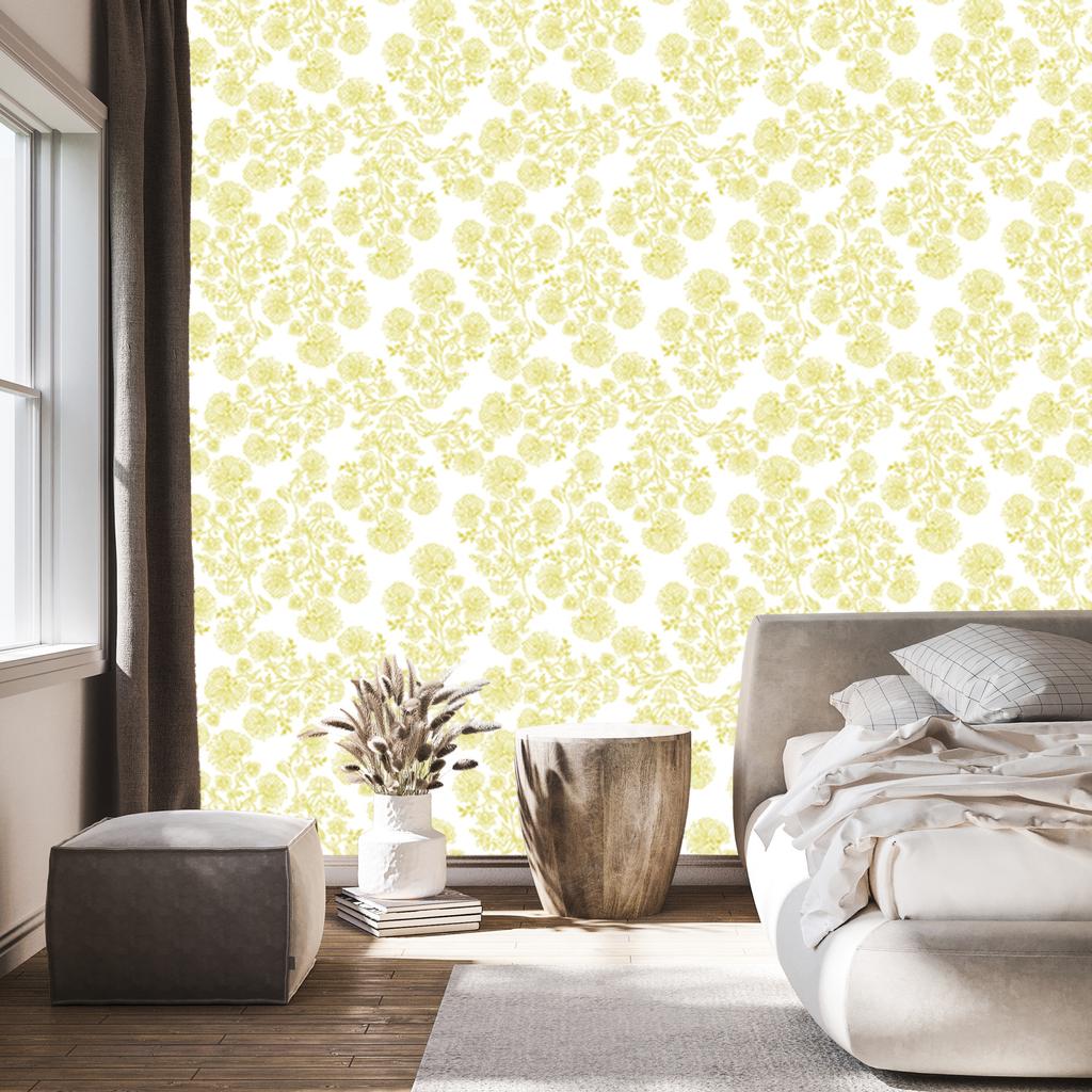 Wallpaper Flowers background cream, middle cream for Living Room and Bedroom 50x1000