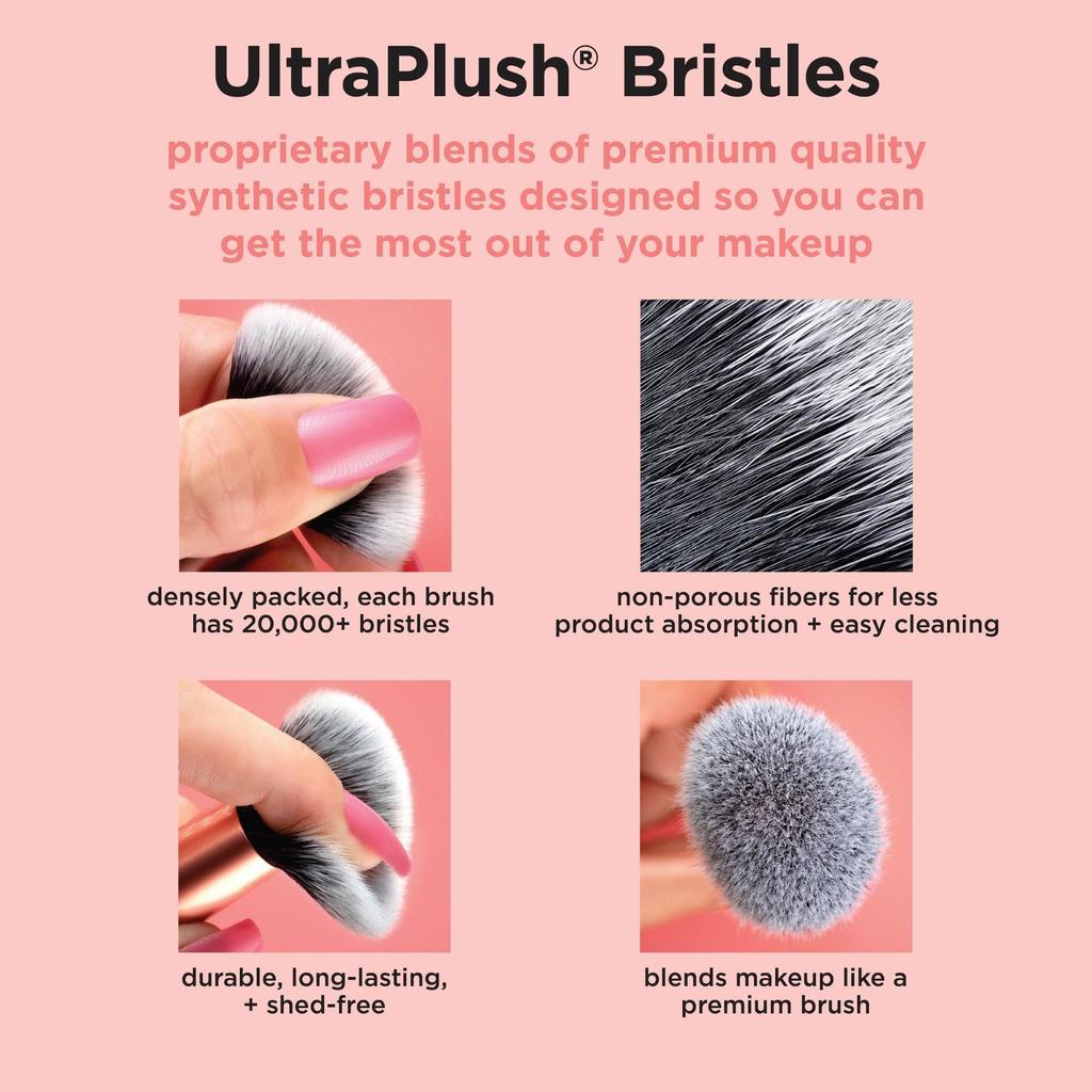 Real Techniques Travel Fantasy Mini Brush Makeup Brushes for and with Makeup Gift Set, Travel-Size Foundation, Eyeshadow, Powder, Blush, Contour,