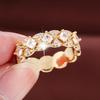 Shiny Geometric Zircon Rhombus Ring: Exquisite French Style Sweet Pure Copper Women's Jewelry