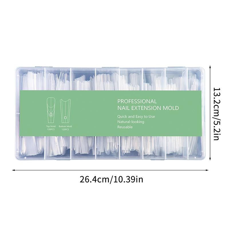 Sandwich Dual Nail Forms 240Pcs 15Size Extensions-Dual Forms Coffin Oval Almond Nail Forms Top Mold Bottom Mold Extensions
