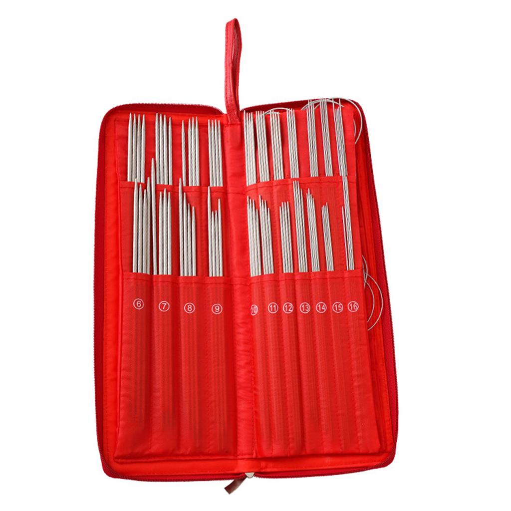 Set de ace de tricotat drepte din oțel inoxidabil 88 buc cu ac circular de tricotat Accesorii de tricotat cu croșetat