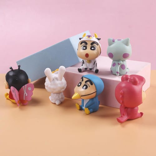 Set of 6 Crayon Shin-chan Figures, Car Ornaments, Home Decor, Figure Model Decorations, Crayon Shin-chan Figures, Doll Models, Anime Ornaments, Deskto