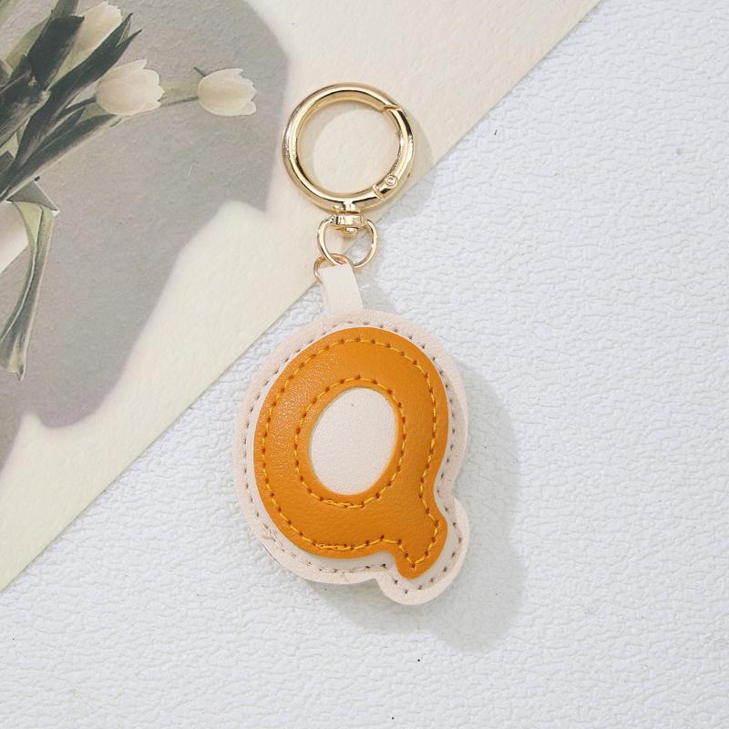 PU-Leder Bonbonfarbe A bis Z Initialen Schlüsselanhänger für Damen Einfach Mode Rucksack Telefonanhänger Autoschlüsselanhänger Schmuck Geschenke