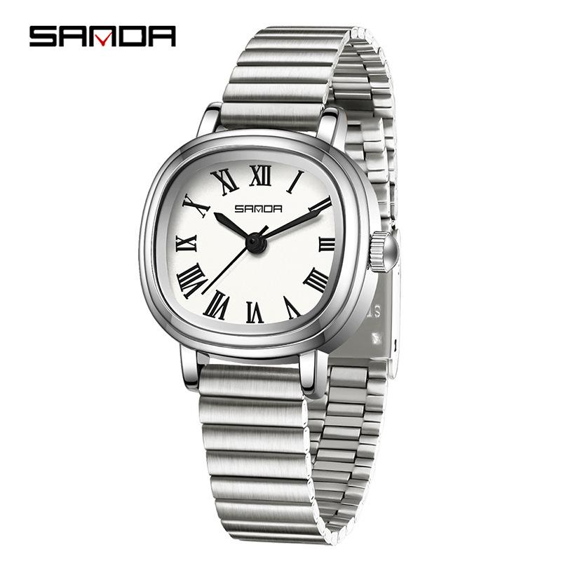 Sanda Women's Luxury Quartz Watch - Small Lightweight Square Design with Roman Numerals, Casual Waterproof Wristwatch