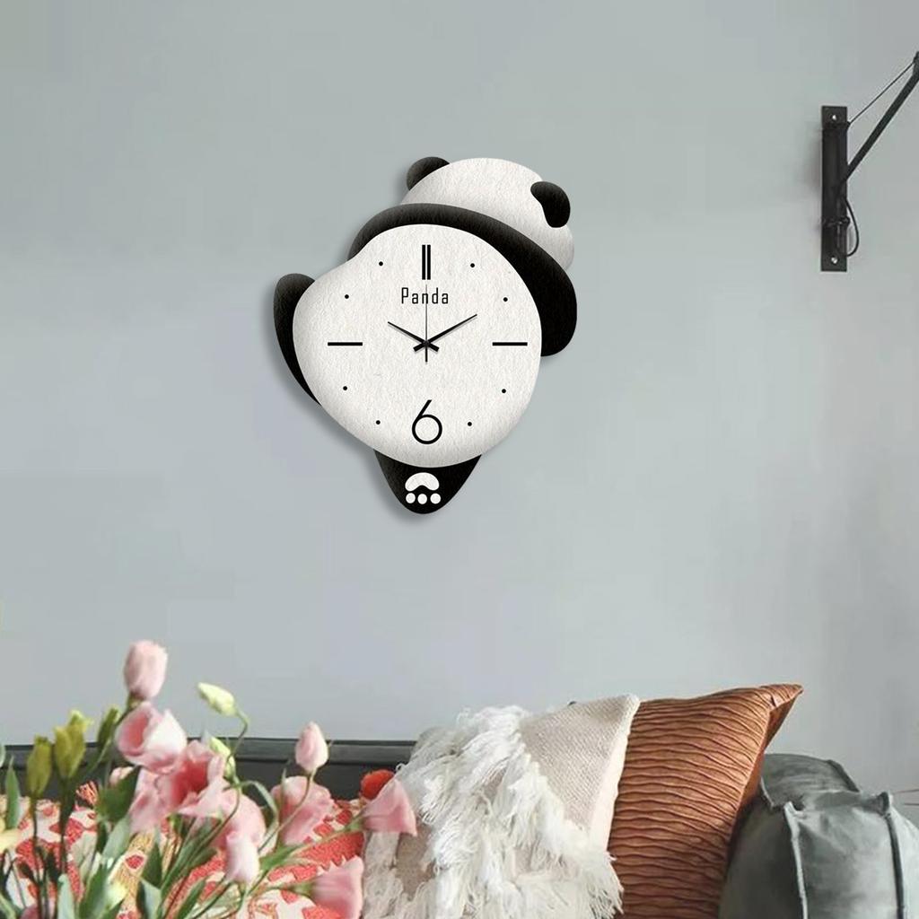 Panda Decor Silent Wall Clock Decorative Clock Adorable Battery Operated Room Mute Fashion Kitchen Wall Clocks Sweep Movement