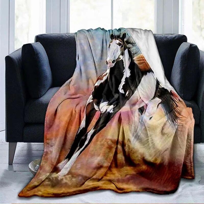 Horse Blanket Christmas Blankets Horse Mom Blankets 3D Printed Throws Blanket Flannel Blanket Horse Adult Blanket Kid Blanket