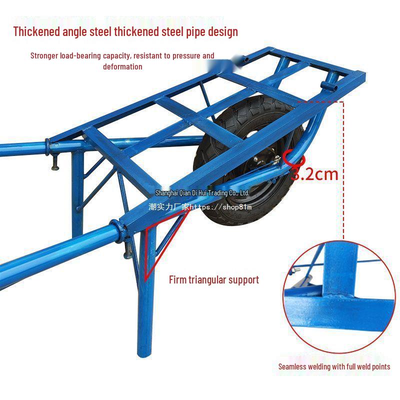 Dual-Wheel Agricultural Wheelbarrow - Small Handcart for Orchard, Construction, or Goods Transport