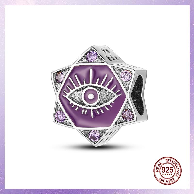 Purple Charms Copper Fit Original Pendant Bracelet Butterfly Glass Heart Feather Clip Charm Dangle Luminous Bead Diy Jewelry