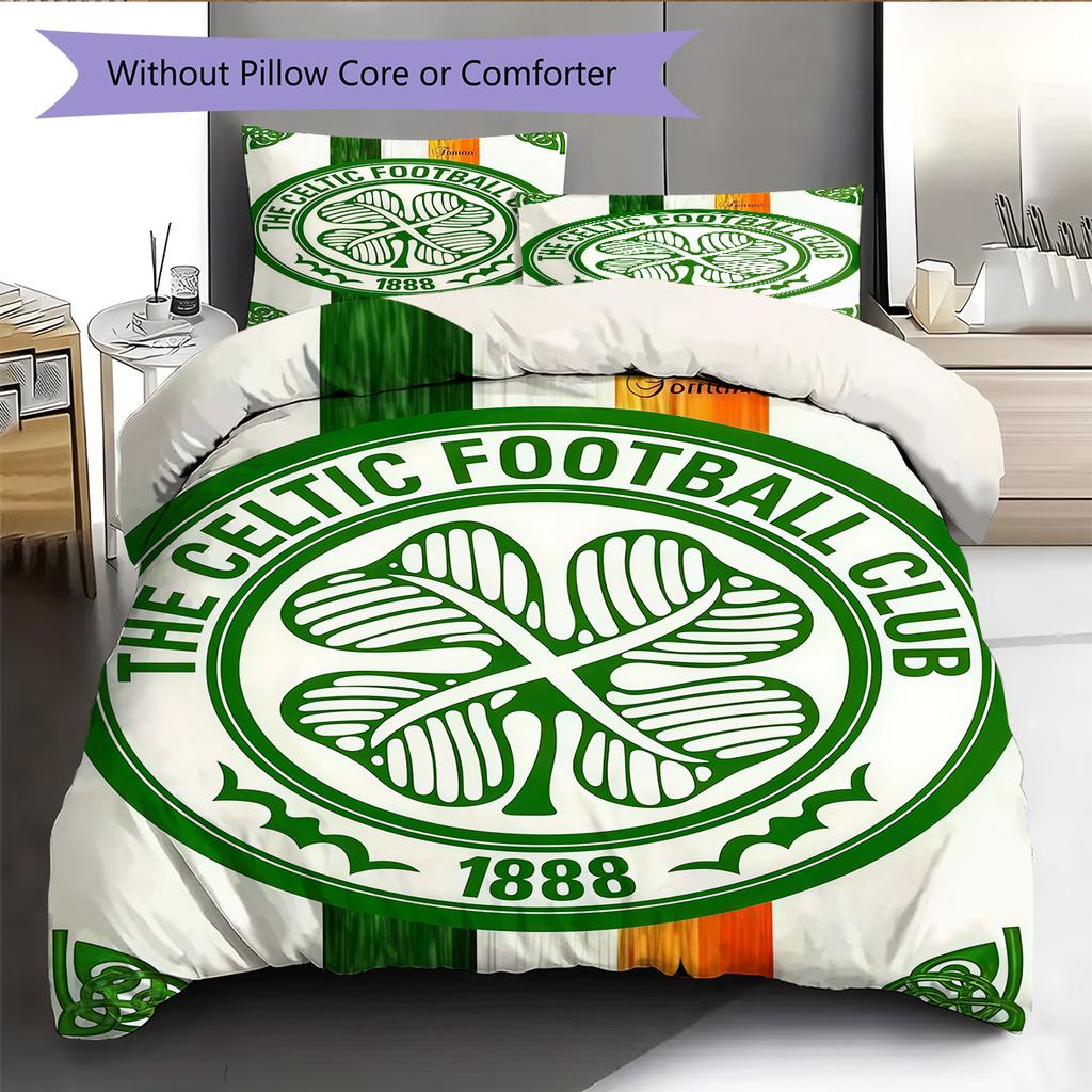 Celtic Football Club Bedding Quilt Set Quilt Cover Pillowcase Home Decoration Birthday Gift (1 * Duvet Cover + 2 * Pillowcase, Without Core)
