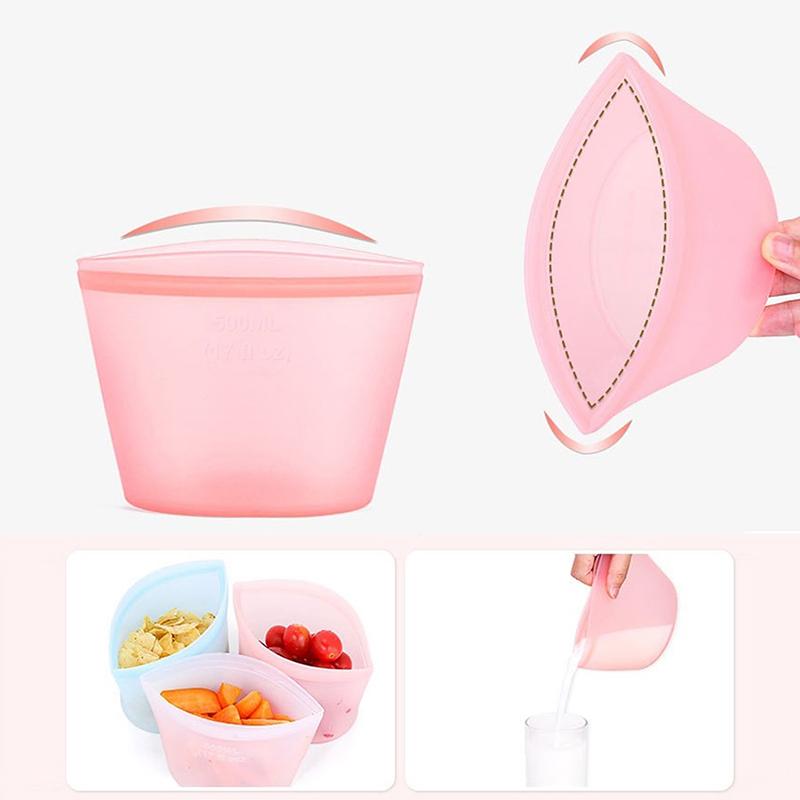 Portable Silicone Reusable Coffee And Milk Tea Cup Has Good Sealing Performance Clear Multi-Use Food Storage Bags