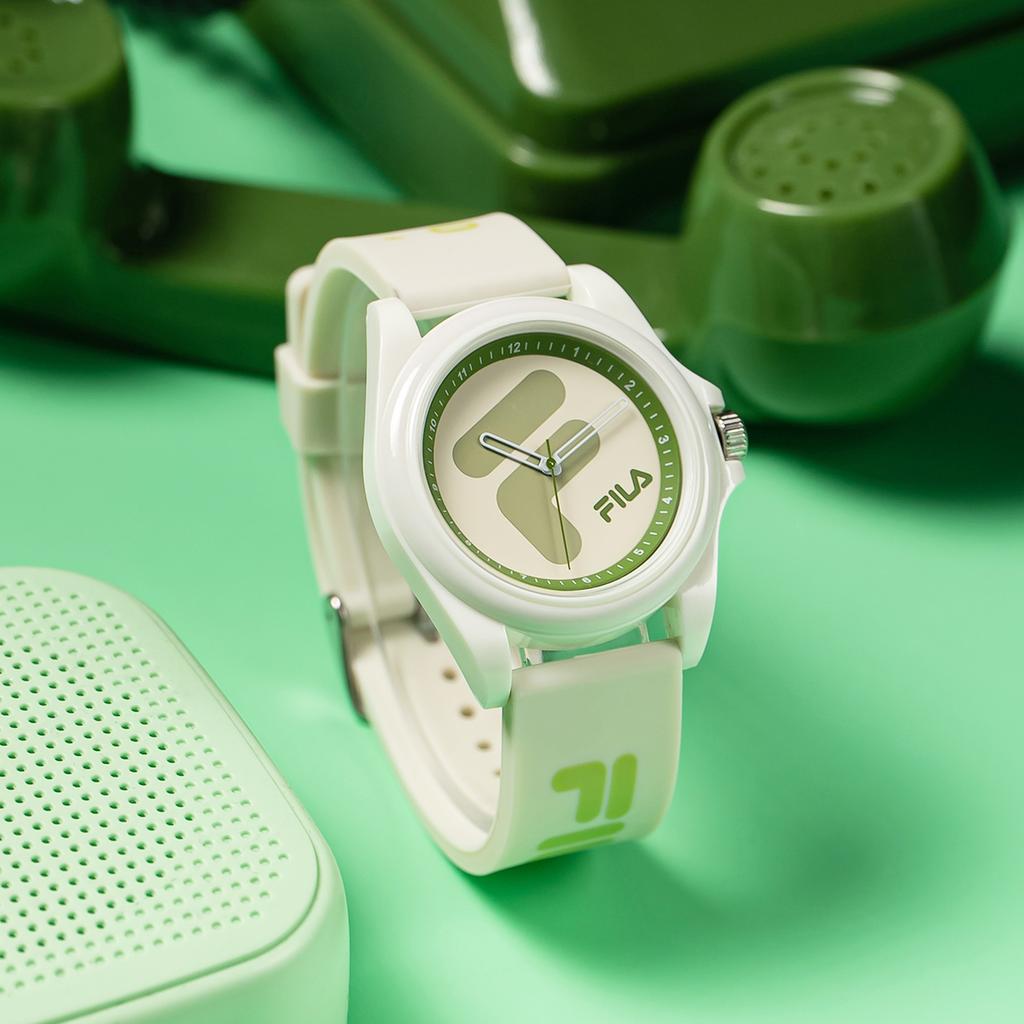 FILA Dream Castle Series Monet Green Watch Quartz Movement Silicone Strap Beige Dial Unisex Sports Jelly Watch Unisex watches 46FLM38-6568-003F