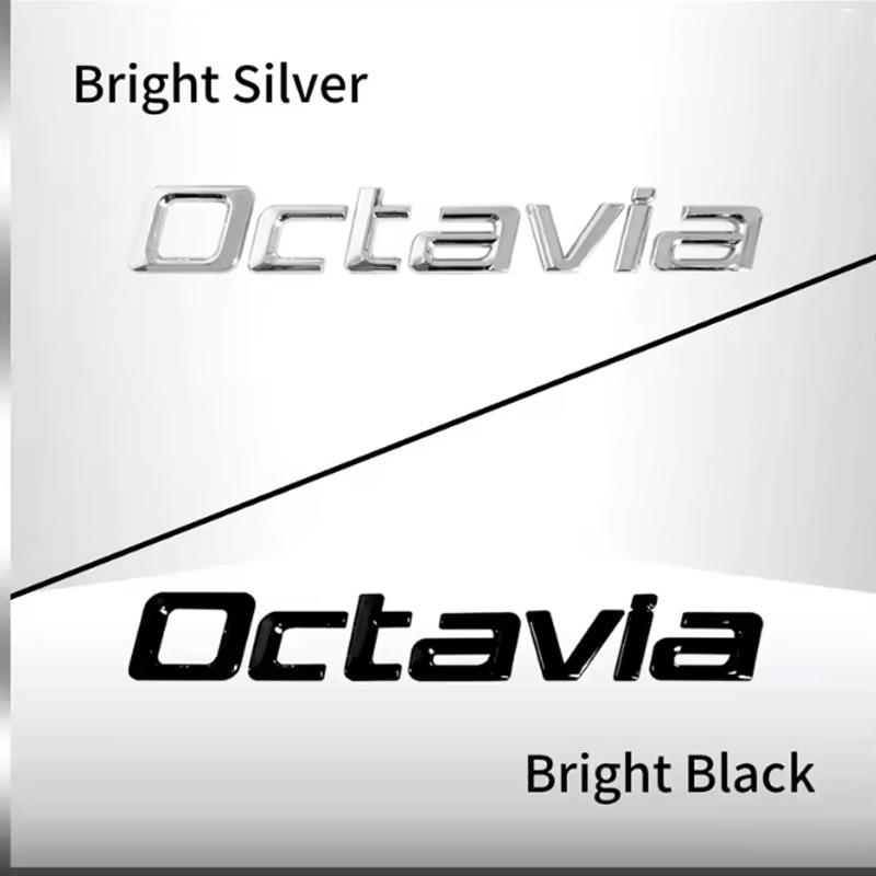 JBIW9 3D Metal Car Rear Trunk Emblem Chrome Badge Sticker For SKODA OCTAVIA SUPERB KAROQ FABIA RAPID 4x4 YETI Letter Logo Decor