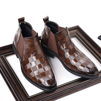 Men'S Classic Retro Chelsea Short Boots Mens Trendy British Style Embossed Leather Ankle Boot New Arrive