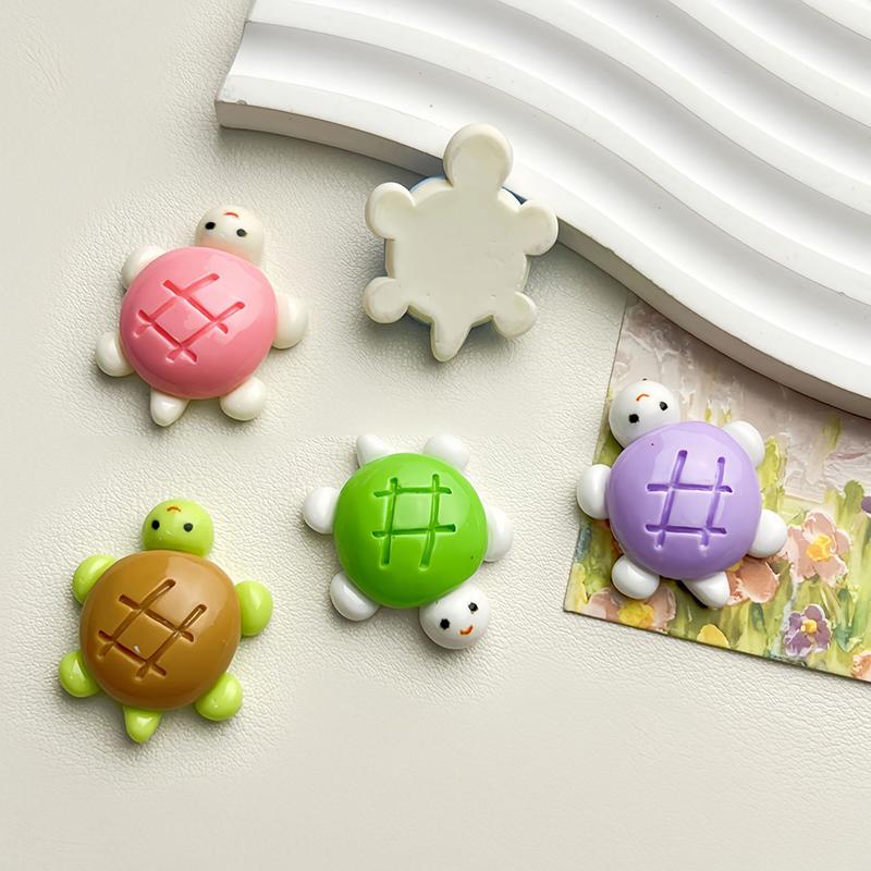 10Pcs Solid-Colored Small Turtle Cartoon Glossy Handmade Diy Resin Accessory Small Ornament