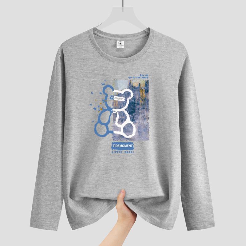 Autumn Men's Plus Size Long Sleeve T-shirt - Korean Style Round Neck for Teens